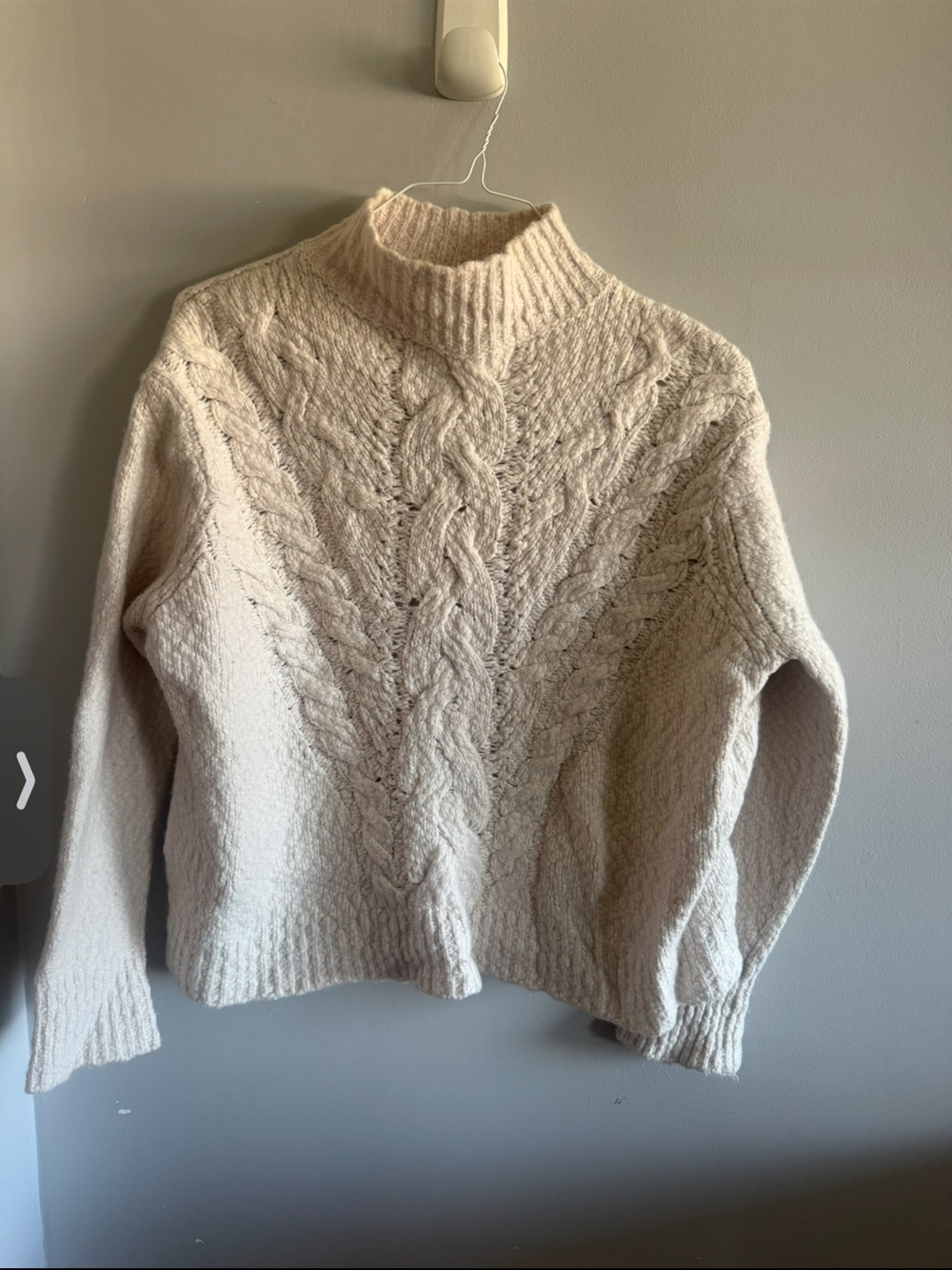 Vince Cable Knit Wool Blend Mock Neck Sweater Ivory Cream Size XL